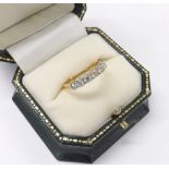 18ct seven stone diamond ring, round brilliant-cuts, 0.50ct approx, ring size M, boxed