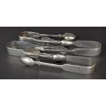 Four pairs of Georgian and Victorian silver sugar tongs, various Edinburgh assay hallmarks, 4.8oz