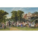 John Edmund Buckley (19th century) - 'The Garden Party', medieval figurative scene, with elegant