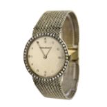 Jaeger LeCoultre 18k white gold gentleman's bracelet watch, silvered dial with diamond hour markers,