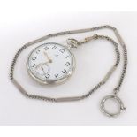 Omega chrome cased lever pocket watch, signed 15 jewel gilt frosted movement, no. 7760536, with