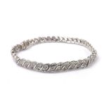 9ct white gold diamond set bracelet, 1.00ct approx, 14.3gm, 7.5" long (133634-2-A)