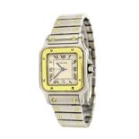 Cartier Santos bi-colour gentleman's bracelet watch, ref. 1566, no. CC823915, cream dial with