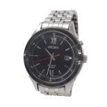 Seiko Kinetic 100m stainless steel gentleman's bracelet watch, ref. 5M62-0DF0, no. 471703, black