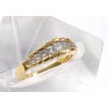 18ct nine stone princess-cut diamond ring, 0.54ct approx, 4.4gm, ring size L- (132940-1-A)
