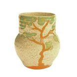 Clarice Cliff 'Goldstone' Bizarre ovoid vase, painted with an orange tree with green and yellow