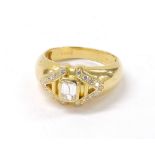 18ct emerald and brilliant-cut diamond ring, the centre stone 0.49ct approx, clarity VS2/SI,