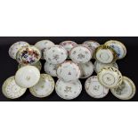 New Hall - collection of saucers in pattern nos. 170 (ex Brian J Penny Collection), 138, 274, 596,