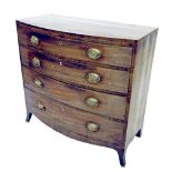 19th century mahogany bowfront chest of drawers, with boxwood banding and four graduated long