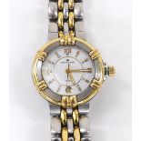 Maurice Lacroix Calypso bi-colour lady's bracelet watch, ref. 75326, no. 20257, dial with Roman