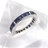 Platinum sapphire gem set full eternity ring, 4mm, 5.7gm, ring size L- (132787-4-A)