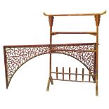 Chinese clothes rail, 60" tall, 47" long; together with a Chinese carved arch, spanning 76" (2)