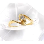 18ct swirl design solitaire diamond ring, round brilliant-cut, 0.13ct, ring size N (131731-2-F)