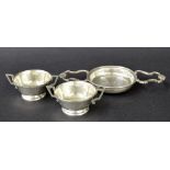 Pair of Victorian silver twin-handled salts with garland decoration and gilded interiors, London