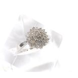 9ct white gold cluster ring, 5.3gm, 14mm, ring size S/T (ex 2047)