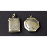 Edwardian silver engraved vesta case, Birmingham 1903, maker 'J.T', 1.5"; together with a silver