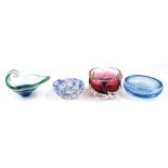 Four decorative glass ashtrays/bowls including a millefiori piece (4)