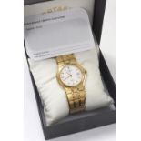 Rotary Elite Montreux gold plated gentleman's bracelet watch, ref. 10551, white dial with date