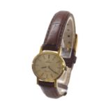 Omega Geneve gold plated and stainless steel lady's wristwatch, circa 1971, oval dial with baton
