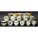 New Hall - small collection of coffee cups in pattern nos. U215 (ex Roger Pomfret Collection),