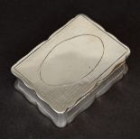 George III silver snuff box of rectangular form with wavy rims, London 1802, stamped 38, 2.25" wide,