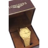 Longines automatic gold plated gentleman's bracelet watch, ref. 4874 1, gilt dial with baton