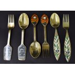 Anton Michelsen, Denmark - three pairs of silver-gilt month spoons for 1970, 1971 and 1973,