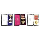 Three 9ct Masonic medals, boxed (3)