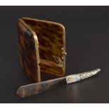 1920s 9ct gold mounted tortoiseshell cigarette case, Birmingham 1926, maker Horton & Allday, 3.25" x