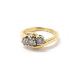 18ct three stone diamond ring, 0.75ct approx, 4.2gm, ring size J-/K (ex 2029)