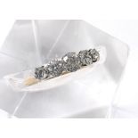 18ct five stone old-cut diamond ring, 0.95ct approx, ring size N-/O (131930-1-A)