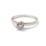 18ct white gold solitaire diamond ring, round brilliant-cut, 0.33ct, clarity SI1/2, colour I-J, ring