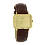 Omega De Ville rectangular gold plated and stainless steel gentleman's wristwatch, circa 1974,