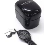 Emporio Armani Ceramica chronograph gentleman's bracelet watch, ref. AR-1452, no. 111201, black dial