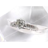 18ct white gold diamond solitaire ring with set shoulders, 0.65ct approx, clarity VS2, ring size