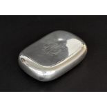 Edward VII silver rectangular curved snuff box, the cover with engraved monogram enclosing a