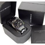 Emporio Armani Ceramica chronograph gentleman's bracelet watch, ref. AR-1410, no. 111204, black dial