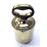Brass cylindrical twenty kilogram weight, 10" high