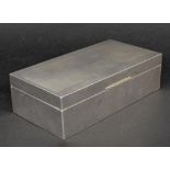 Engine turned silver bound rectangular cigarette box, Birmingham 1913, maker Robinson & Co, 7" wide,