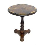 Interesting 19th century parquetry inlaid occasional circular tilt-top table, the top inlaid in