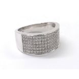 Pavé set diamond 9ct white gold band ring, 0.50ct approx, 11mm, 8.4gm, ring size T (132438-1-A)