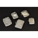 Collection of five silver vesta cases, 3.6oz approx (5)