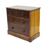 Victorian mahogany chest of drawers, with two short and two long drawers with curved corners on a