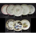 New Hall - eight sandwich plates in pattern nos. 876, 984, 551, 760, 940, 430, 78 and 599, largest