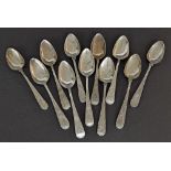 Set of six George III silver bright-cut teaspoons; also a set of five similar teaspoons, 4.2oz (11)