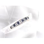Sapphire and diamond half eternity band ring, 9ct white gold, ring size N