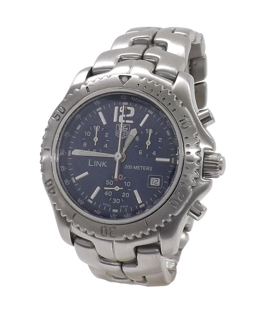 Tag Heuer Link 200m chronograph stainless steel gentleman's bracelet watch, ref. CT1110-0, no.
