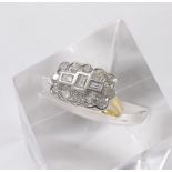 18ct yellow gold diamond oblong ring in the Art Deco style, ring size K/K- (ex 2006)