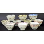 New Hall - ten tea bowls in pattern nos. 342, 434, 208, 455, 298, 156, 450, 297, U43 and 154 (10)