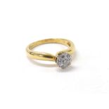 18ct yellow gold diamond flower ring, 0.25ct, 3.5gm, ring size O (ex 2023)